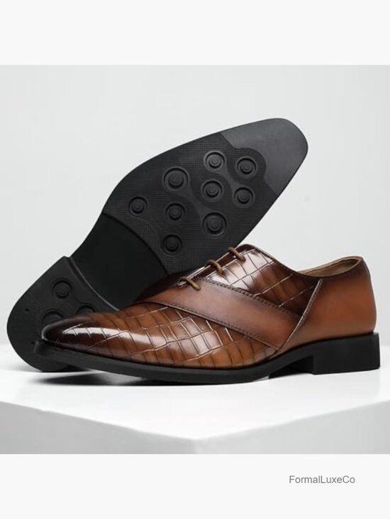 Men\'s Oxfords Formal Lace Up Dress Shoes Business Casual Leather